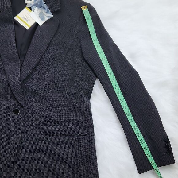 Anne Klein NWT Single Breasted One Button Blazer Jacket Black with Pin Dots 14 - Picture 12 of 13